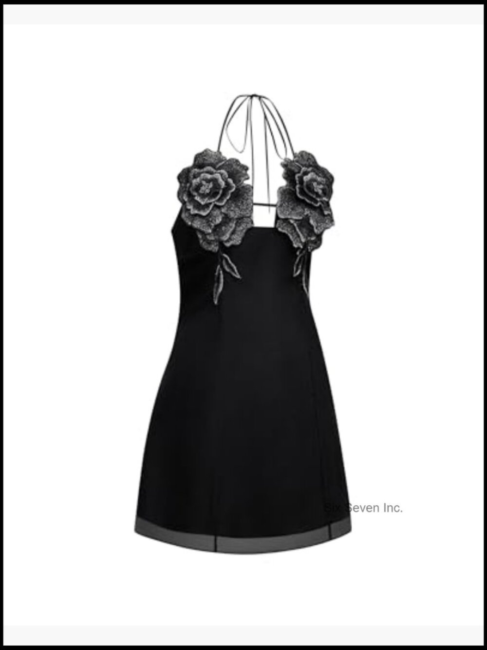 Women's Flower Embroidered Mini Dress, Polyester, Hand Wash Only - Picture 4 of 6